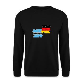 Botswana Deutschland Flagge Deutsch Botsuaner - Unisex Pullover - Schwarz - Vorne - Alina (178cm) & Michal (187cm)