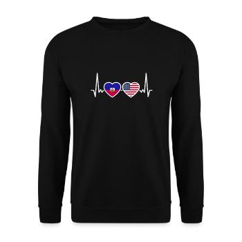 Haïti USA Heartbeat Flag Haïtien - Sweat-shirt Unisexe - noir - Devant - Alina (178cm) & Michal (187cm)