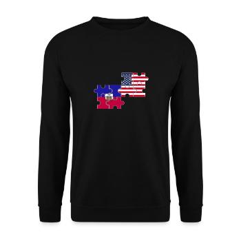 Haïti USA Drapeau américain Haïtien - Sweat-shirt Unisexe - noir - Devant - Alina (178cm) & Michal (187cm)