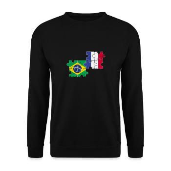 Brasilien Frankreich Vintage Flagge Brasilianer - Unisex Pullover - Schwarz - Vorne - Alina (178cm) & Michal (187cm)