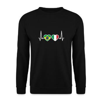 Brasilien Italien Herzschlag Flagge Brasilianer - Unisex Pullover - Schwarz - Vorne - Alina (178cm) & Michal (187cm)