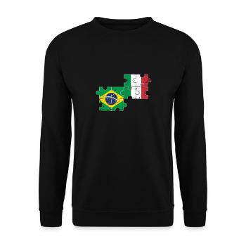Brasilien Italien Vintage Flagge Brasilianer - Unisex Pullover - Schwarz - Vorne - Alina (178cm) & Michal (187cm)