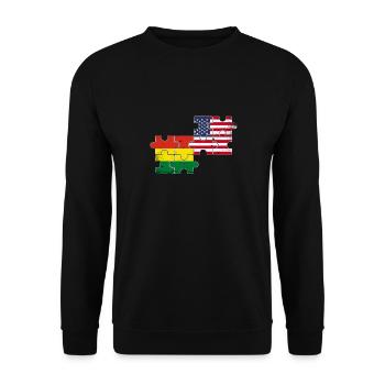 Bolivien USA Vintage Flagge Bolivianisch - Unisex Pullover - Schwarz - Vorne - Alina (178cm) & Michal (187cm)