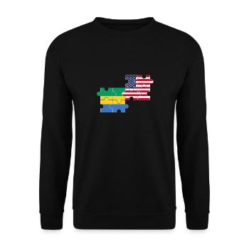 Gabon USA Flag Américain Gabonais - Sweat-shirt Unisexe - noir - Devant - Alina (178cm) & Michal (187cm)