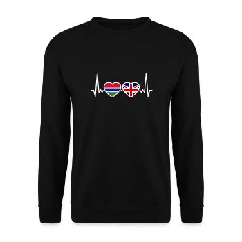 Gambia UK heartbeat flag British Gambian - Unisex Sweatshirt - black - Front - Alina (178cm) & Michal (187cm)
