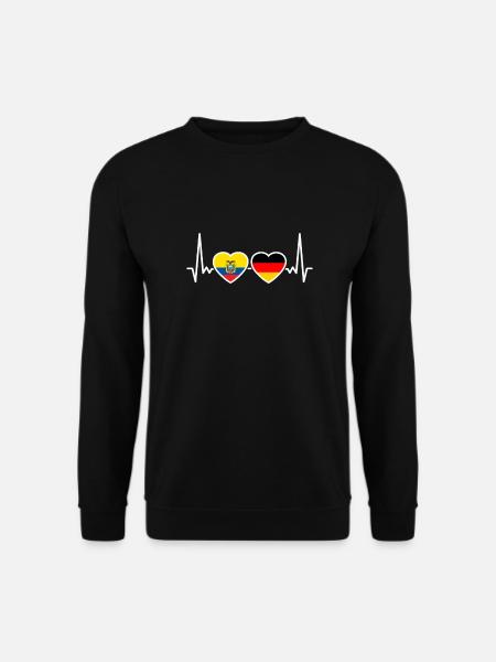 Ecuador Deutschland Herzschlag Flagge - Unisex Pullover - Schwarz