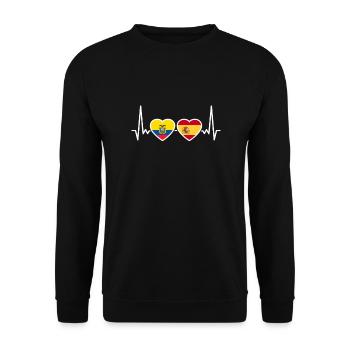 Équateur Espagne Heartbeat Flag Équatoriens - Sweat-shirt Unisexe - noir - Devant - Alina (178cm) & Michal (187cm)