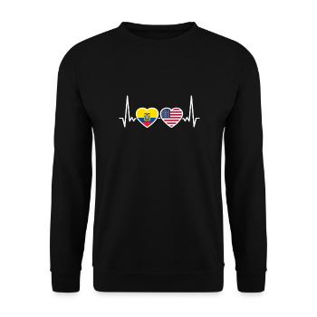 Équateur États-Unis Heartbeat Flag Équatoriens - Sweat-shirt Unisexe - noir - Devant - Alina (178cm) & Michal (187cm)