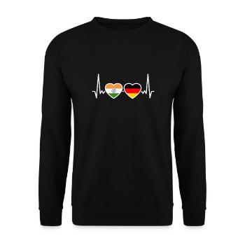 Inde Allemagne Heartbeat Flag Indiens allemands - Sweat-shirt Unisexe - noir - Devant - Alina (178cm) & Michal (187cm)