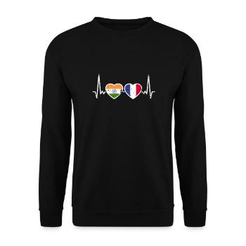 Indien Frankreich Vintage Herzschlag Flagge Inder - Unisex Pullover - Schwarz - Vorne - Alina (178cm) & Michal (187cm)