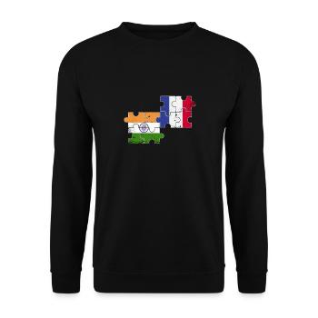 Indien Frankreich Vintage Flagge Franzose Inder - Unisex Pullover - Schwarz - Vorne - Alina (178cm) & Michal (187cm)