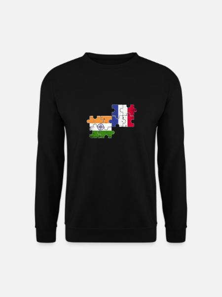 Inde France Vintage Flag Français Indien - Sweat-shirt Unisexe - noir