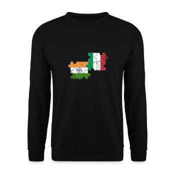 Indien Italien Vintage Flagge Italiener Inder - Unisex Pullover - Schwarz - Vorne - Alina (178cm) & Michal (187cm)