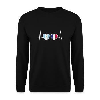 Guatemala France Vintage Heartbeat Flag - Unisex Sweatshirt - black - Front - Alina (178cm) & Michal (187cm)