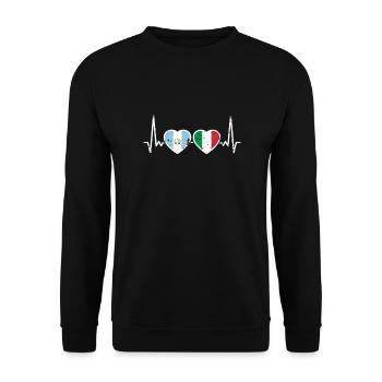 Guatemala Italy Vintage Heartbeat Flag - Unisex Sweatshirt - black - Front - Alina (178cm) & Michal (187cm)