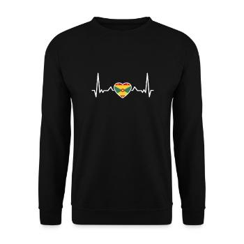 Grenada Herzschlag Grenadische Flagge Grenader - Unisex Pullover - Schwarz - Vorne - Alina (178cm) & Michal (187cm)