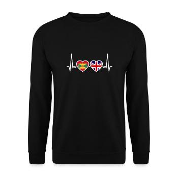 Grenada UK Herzschlag Flagge Britische Grenadier - Unisex Pullover - Schwarz - Vorne - Alina (178cm) & Michal (187cm)