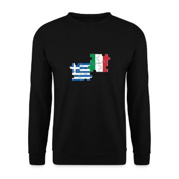 Grèce Italie Drapeau Italien Grec - Sweat-shirt Unisexe - noir - Devant - Alina (178cm) & Michal (187cm)