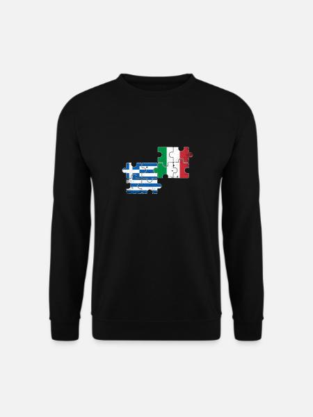 Griechenland Italien Vintage Flagge Grieche - Unisex Pullover - Schwarz