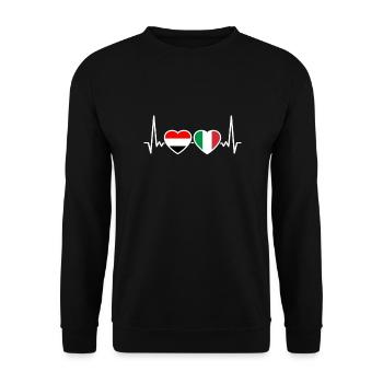 Yémen Italie Heartbeat Flag Yéménite - Sweat-shirt Unisexe - noir - Devant - Alina (178cm) & Michal (187cm)