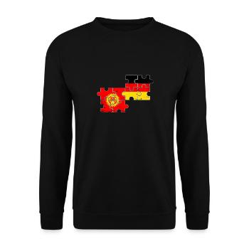 Kirgisistan Deutschland Vintage Flagge Kirgise - Unisex Pullover - Schwarz - Vorne - Alina (178cm) & Michal (187cm)
