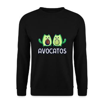 Avogato Avocado Katze Katze Vegan - Unisex Pullover - Schwarz - Vorne - Alina (178cm) & Michal (187cm)