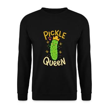 Gurkenkönigin Vegan Lustiges Gurkengemüse - Unisex Pullover - Schwarz - Vorne - Alina (178cm) & Michal (187cm)
