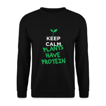 Ruhe bewahren Pflanzen haben Protein vegan - Unisex Pullover - Schwarz - Vorne - Alina (178cm) & Michal (187cm)