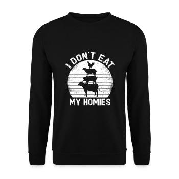 Vegetarisch Ich esse meine Homies nicht Frauen Männer - Unisex Pullover - Schwarz - Vorne - Alina (178cm) & Michal (187cm)