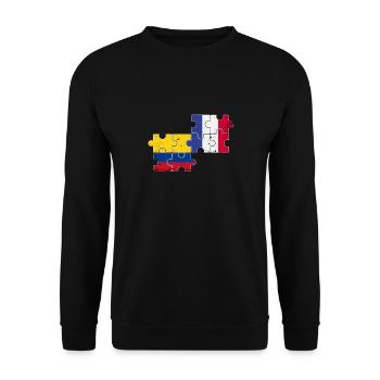 Colombia France Vintage Flag Colombian - Unisex Sweatshirt - black - Front - Alina (178cm) & Michal (187cm)