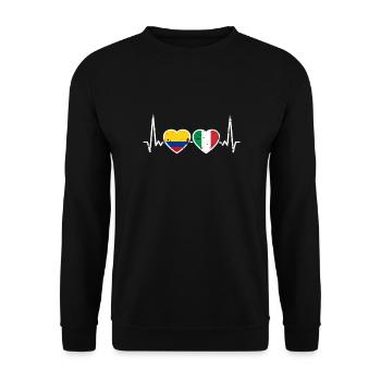 Colombie Italie Vintage Heartbeat Flag - Sweat-shirt Unisexe - noir - Devant - Alina (178cm) & Michal (187cm)