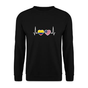 Colombie États-Unis Battement de cœur Drapeau Colombien - Sweat-shirt Unisexe - noir - Devant - Alina (178cm) & Michal (187cm)