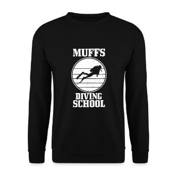Herren Muffs Tauchschule Vintage Lustiger Taucher - Unisex Pullover - Schwarz - Vorne - Alina (178cm) & Michal (187cm)