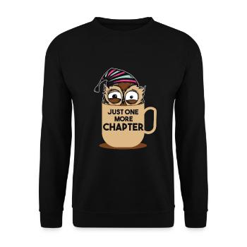 Lustiges Buchliebhaber-Geschenk | Nur noch ein Kapitel - Unisex Pullover - Schwarz - Vorne - Alina (178cm) & Michal (187cm)