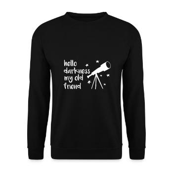 Hallo Dunkelheit, mein alter Freund, Teleskopstern - Unisex Pullover - Schwarz - Vorne - Alina (178cm) & Michal (187cm)