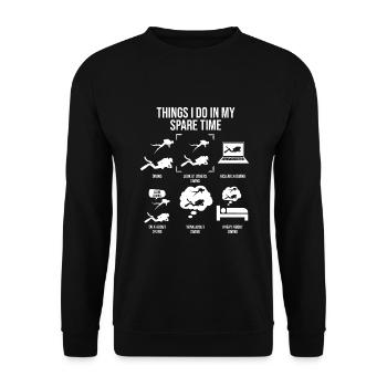 Dinge, die ich in meiner Freizeit mache, Taucher - Unisex Pullover - Schwarz - Vorne - Alina (178cm) & Michal (187cm)