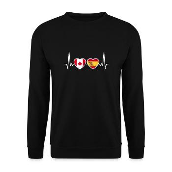 Canada Espagne Vintage Heartbeat Drapeau Canadien - Sweat-shirt Unisexe - noir - Devant - Alina (178cm) & Michal (187cm)