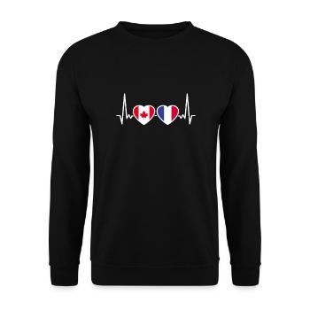 Kanada Frankreich Herzschlag Flagge Kanadier - Unisex Pullover - Schwarz - Vorne - Alina (178cm) & Michal (187cm)