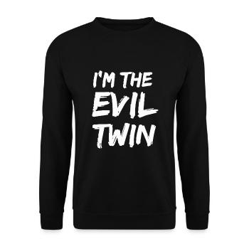 Ich bin der böse Zwilling, Halloween-Geschwister passen - Unisex Pullover - Schwarz - Vorne - Alina (178cm) & Michal (187cm)