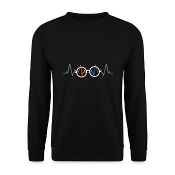 Eye Doctor Gifts Glasses Heartbeat Optician - Unisex Sweatshirt - black - Front - Alina (178cm) & Michal (187cm)