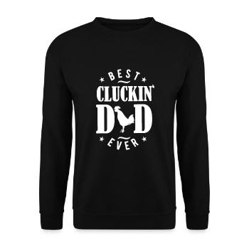 Bester Cluckin-Vater aller Zeiten - Chicken Daddy - Unisex Pullover - Schwarz - Vorne - Alina (178cm) & Michal (187cm)