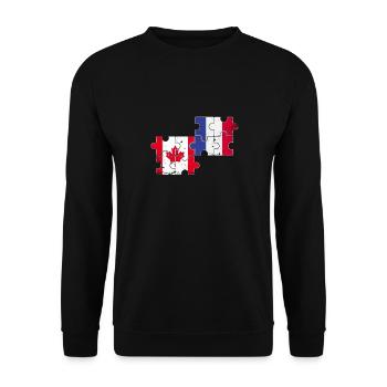 Kanada Frankreich Vintage Flagge Kanadier - Unisex Pullover - Schwarz - Vorne - Alina (178cm) & Michal (187cm)