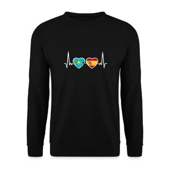 Kazakhstan Espagne Vintage Heartbeat Flag - Sweat-shirt Unisexe - noir - Devant - Alina (178cm) & Michal (187cm)