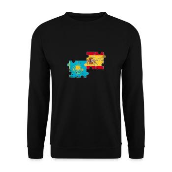 Kazakhstan Espagne Drapeau Vintage Espagnol Kazakh - Sweat-shirt Unisexe - noir - Devant - Alina (178cm) & Michal (187cm)
