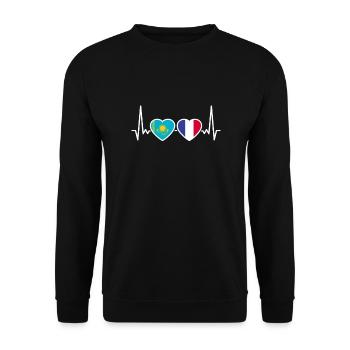 Kazakhstan France Heartbeat Drapeau Kazakhstan - Sweat-shirt Unisexe - noir - Devant - Alina (178cm) & Michal (187cm)