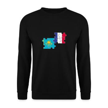 Kazakhstan France Flag French Kazakh - Unisex Sweatshirt - black - Front - Alina (178cm) & Michal (187cm)