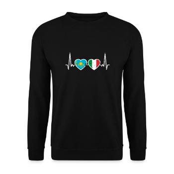 Kazakhstan Italie Vintage Heartbeat Flag - Sweat-shirt Unisexe - noir - Devant - Alina (178cm) & Michal (187cm)