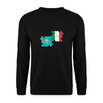 Kasachstan Italien Flagge Italienisch Kasache - Unisex Pullover - Schwarz - Vorne - Alina (178cm) & Michal (187cm)