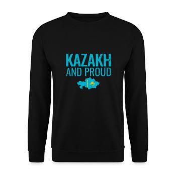 Kazakh And Proud Map Kazakhstan Flag Kazakh - Unisex Sweatshirt - black - Front - Alina (178cm) & Michal (187cm)