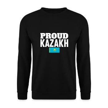 Proud Kazakh Kasachstan Kasachische Flagge Kasache - Unisex Pullover - Schwarz - Vorne - Alina (178cm) & Michal (187cm)